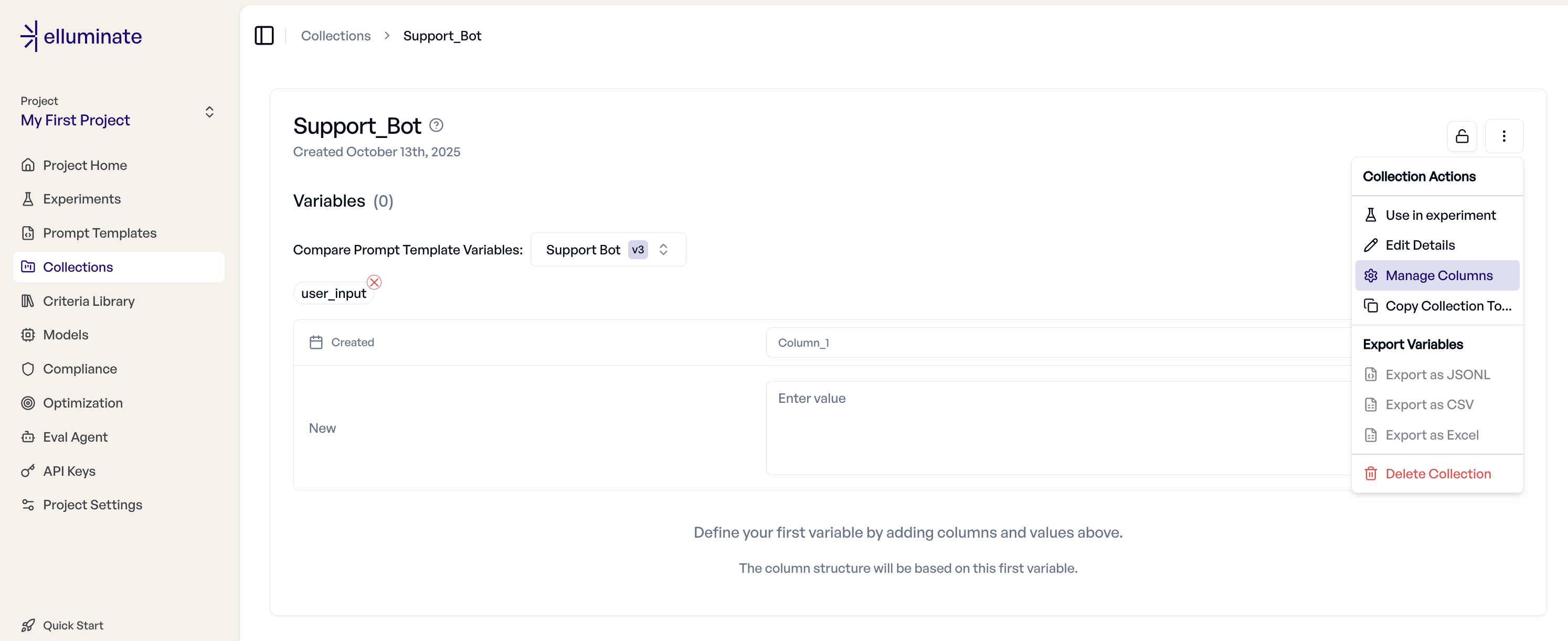 Manage Columns