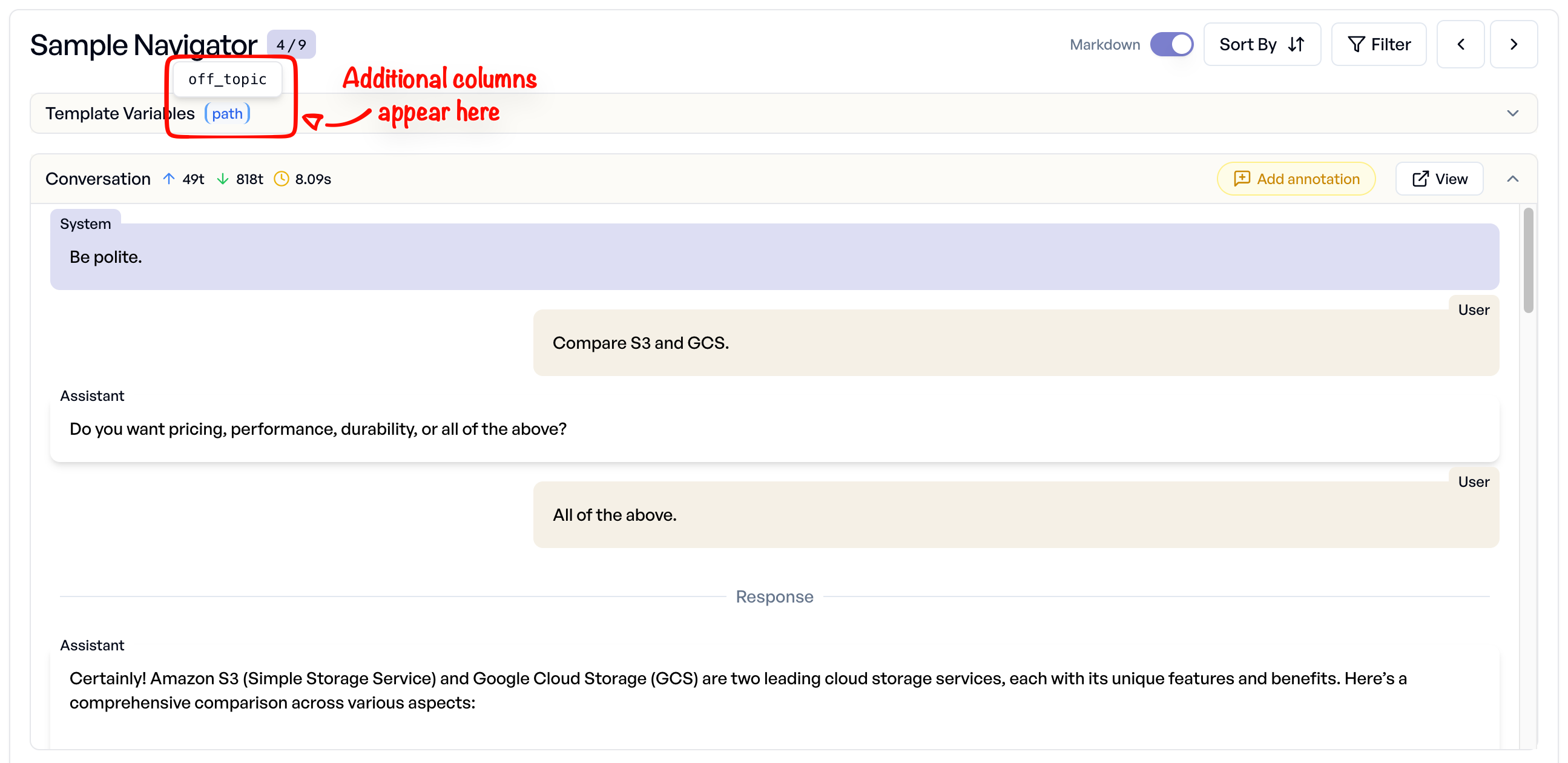 Metadaten im Sample Navigator