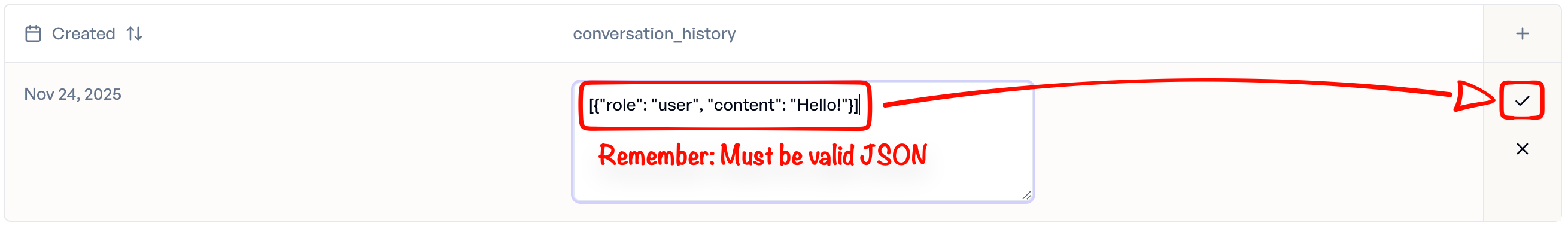Konversationsdaten über UI hinzufügen