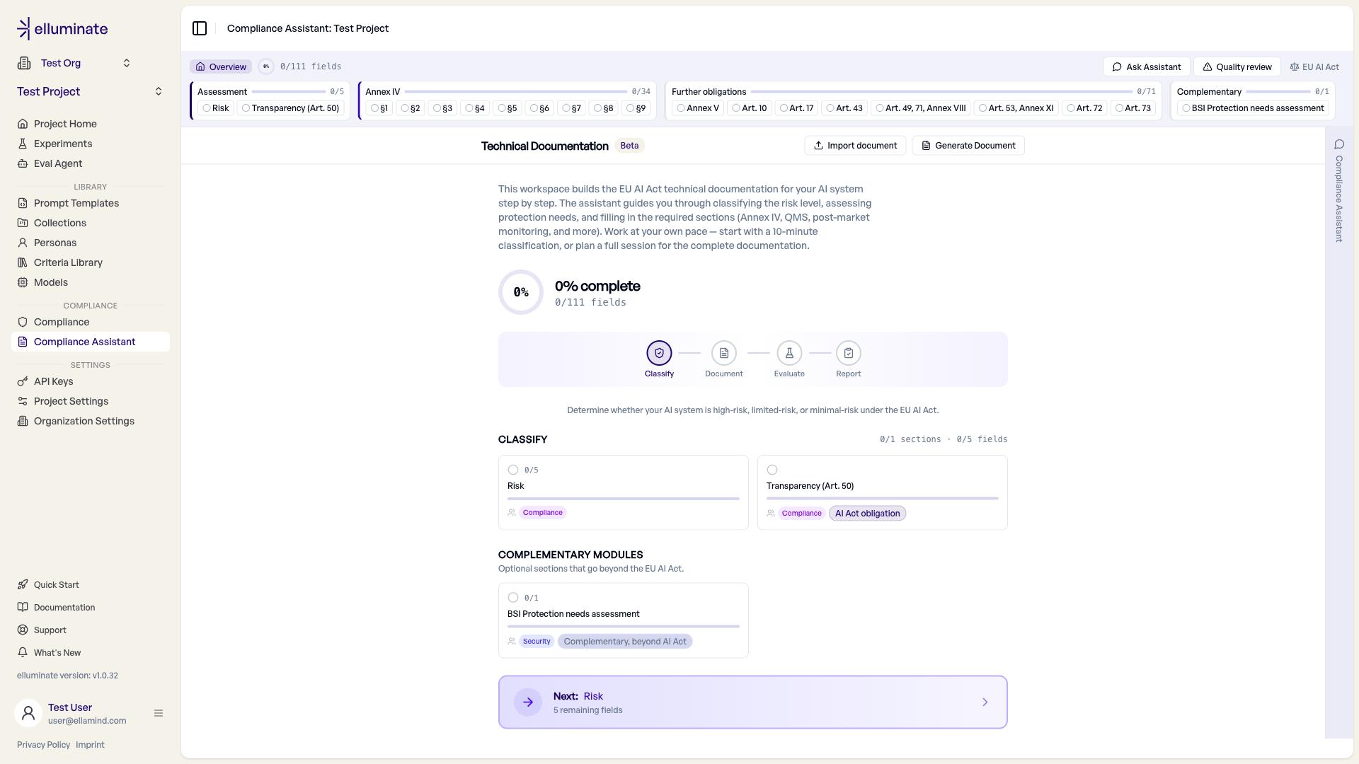 Fortschrittsübersicht mit Workflow-Phasen und Abschnittskacheln